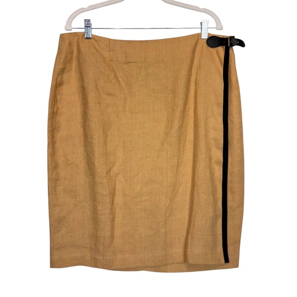 Lauren Ralph Lauren Dresses & Skirts - Lauren Ralph Lauren Tan Linen Blend Buckle Wrap Skirt Size 14 Womens